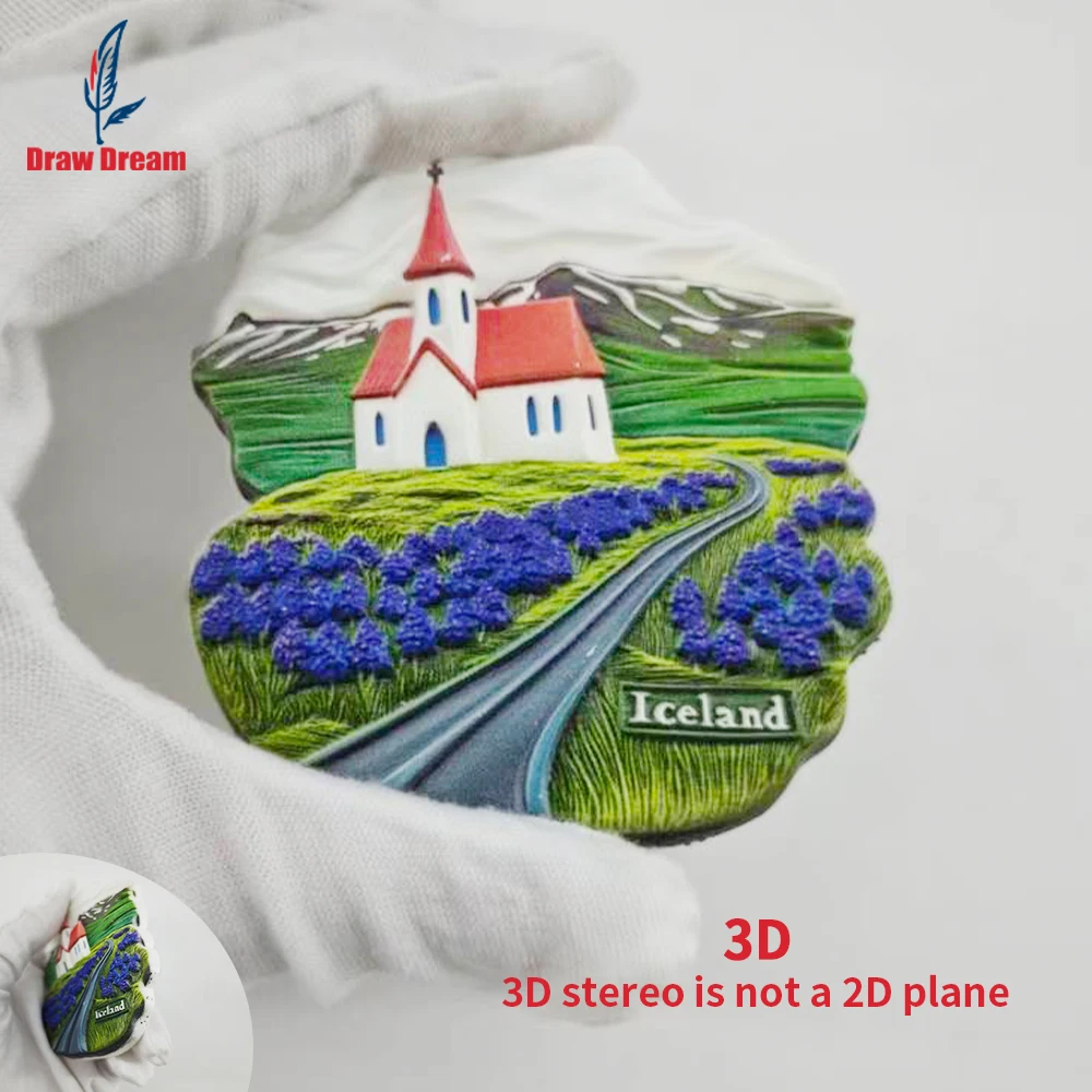 1 Stück Island Kreativer 3D-geprägter Kühlschrankmagnet, Weltreise-Souvenir-Kollektion, geeignet für Heim- und Bürodekoration, personalisierter exklusiver Reise-Souvenir-Magnet, Kühlschrankmagnet,