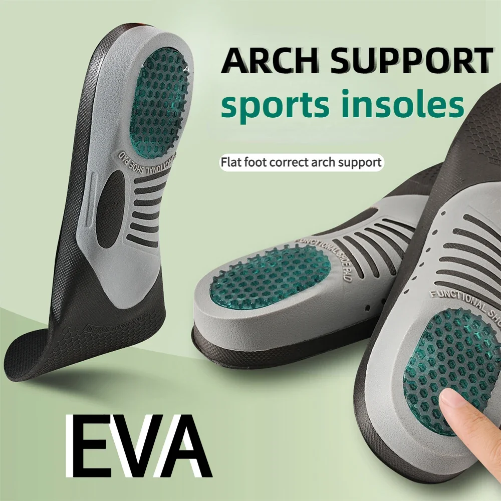 1pair Plantar Fasciitis Feet Insoles Arch Supports Orthotics Inserts Pain Relief Flat Feet High Arch Foot Pain Mens EVA Sports