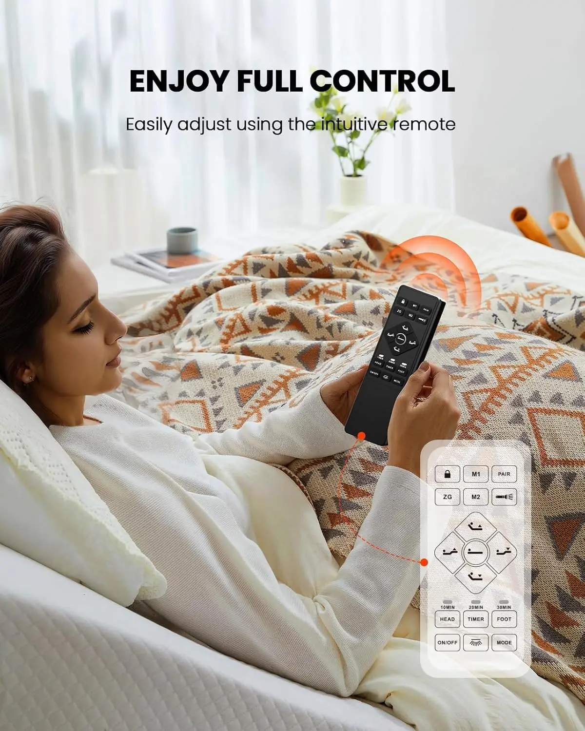 Adjustable Bed Base with Massage, USB Ports, Night Light, Head & Foot Incline, 4 Height Options, Twin XL, Customized view 5