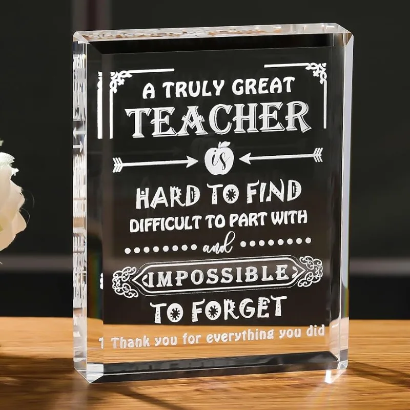 Best Teacher Gifts for Women & Men, Crystal Keepsake for Christmas Valentine's Day, Laser Engraved Appreciation Gift Idea