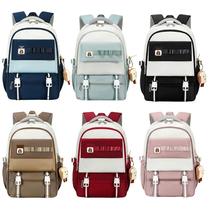 

Versatile Teen Girls Nylon Backpack Student School Bag Large Storage Compartment