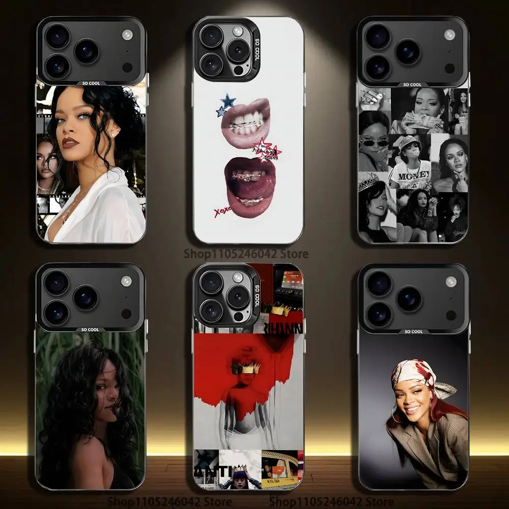 

Singer R-Rihannas For iPhone 17,16,15,14,13,12,11,Mini,Pro,E,SE4,XS,MAX Black Shockproof Candy Matte Cover
