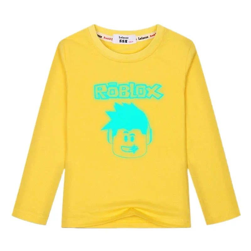 

Robloxs Long Sleeved T-shirt for Men And Women Pure Cotton Base Shirt Print Luminous Design Autumn Top Thin Base Layer
