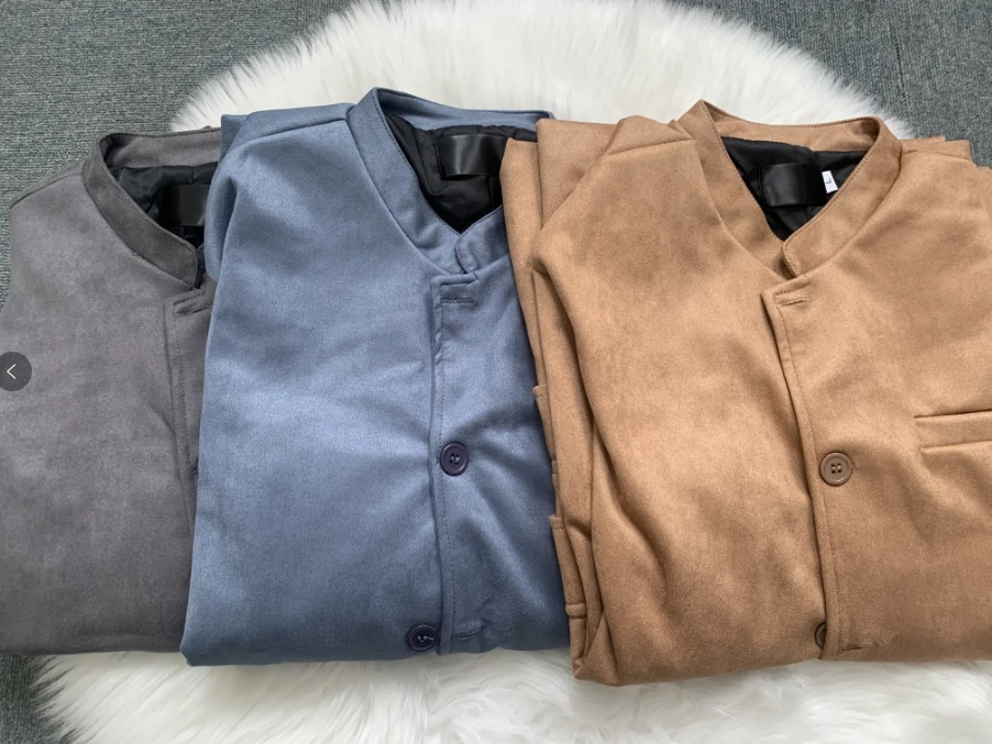 Men\'s Lightweight Casual Soft Pocket Stand Up Collar Jacket for Daily Vacation Breathable Solid Color Fashion Top Versatile