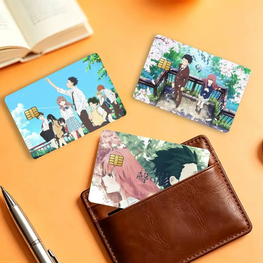 Anime A S-Silent Voice Credit Skin Cover Card Stickers 4PCS Film Bus Pass Front Decoration Bank Debit Waterproof