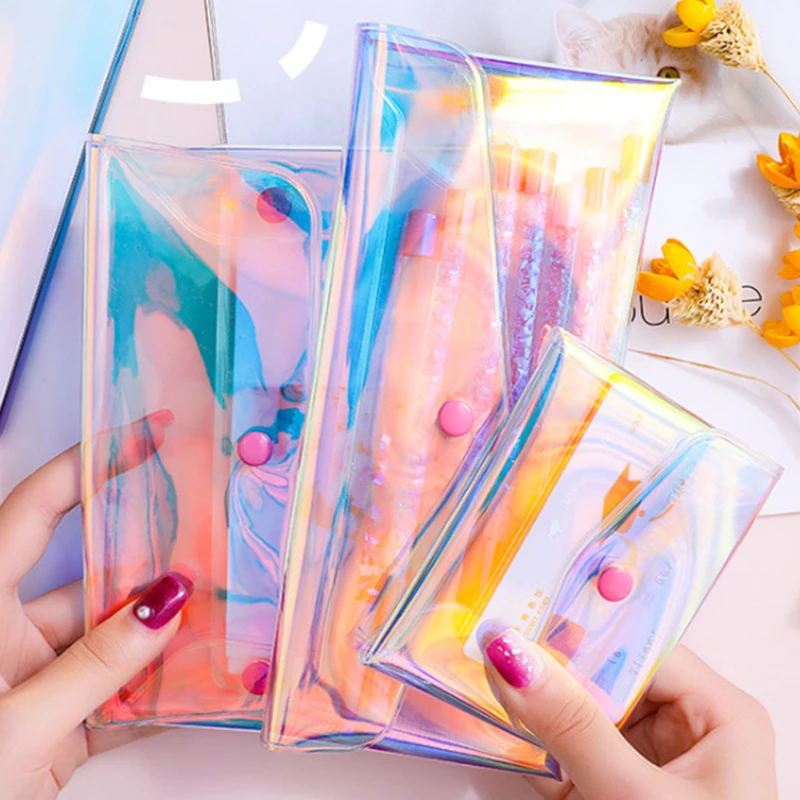 PVC Transparent Storage Bag Women Cosmetic Card Holder Stationery Organizer Portable Bags Toiletry Multifunction Purse Wallet