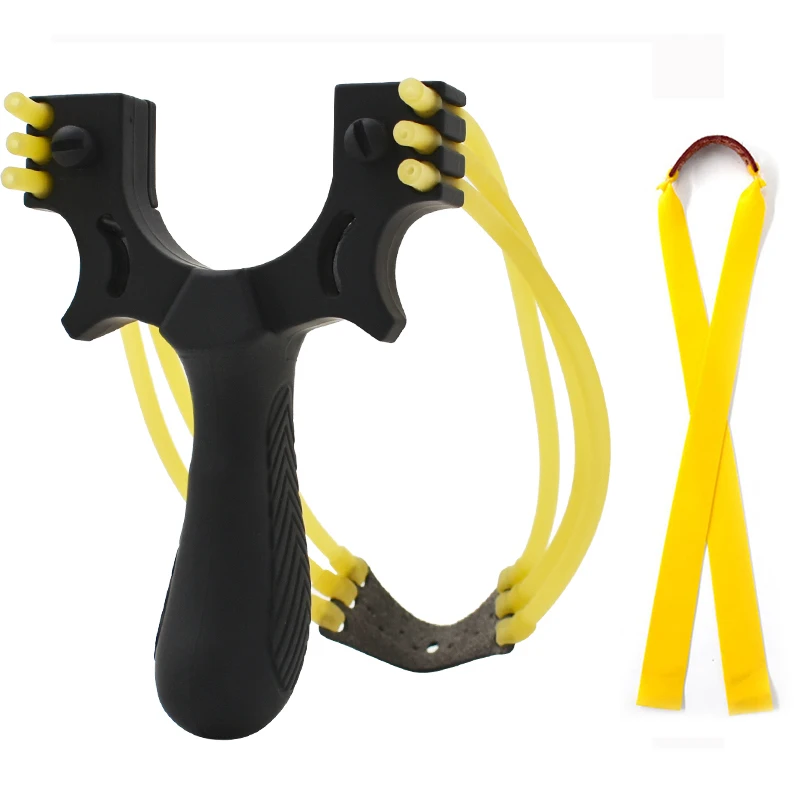 Dual-purpose Bow Head Resin Slingshot Professional Sling Shooting Black Strong Non-slip Portable Slingshot With Two Rubber Bands