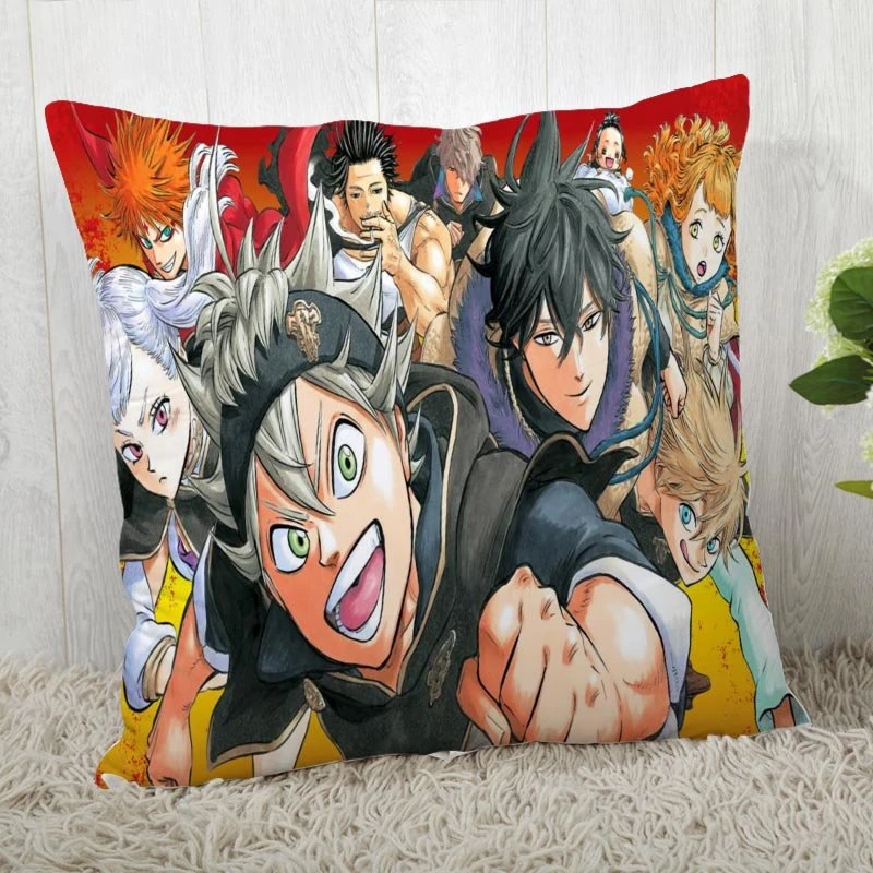 Wholesale 45*45 Pillow Case Black Clover Print For Wedding Pillow Cover Cartoon Anime Pillowcases