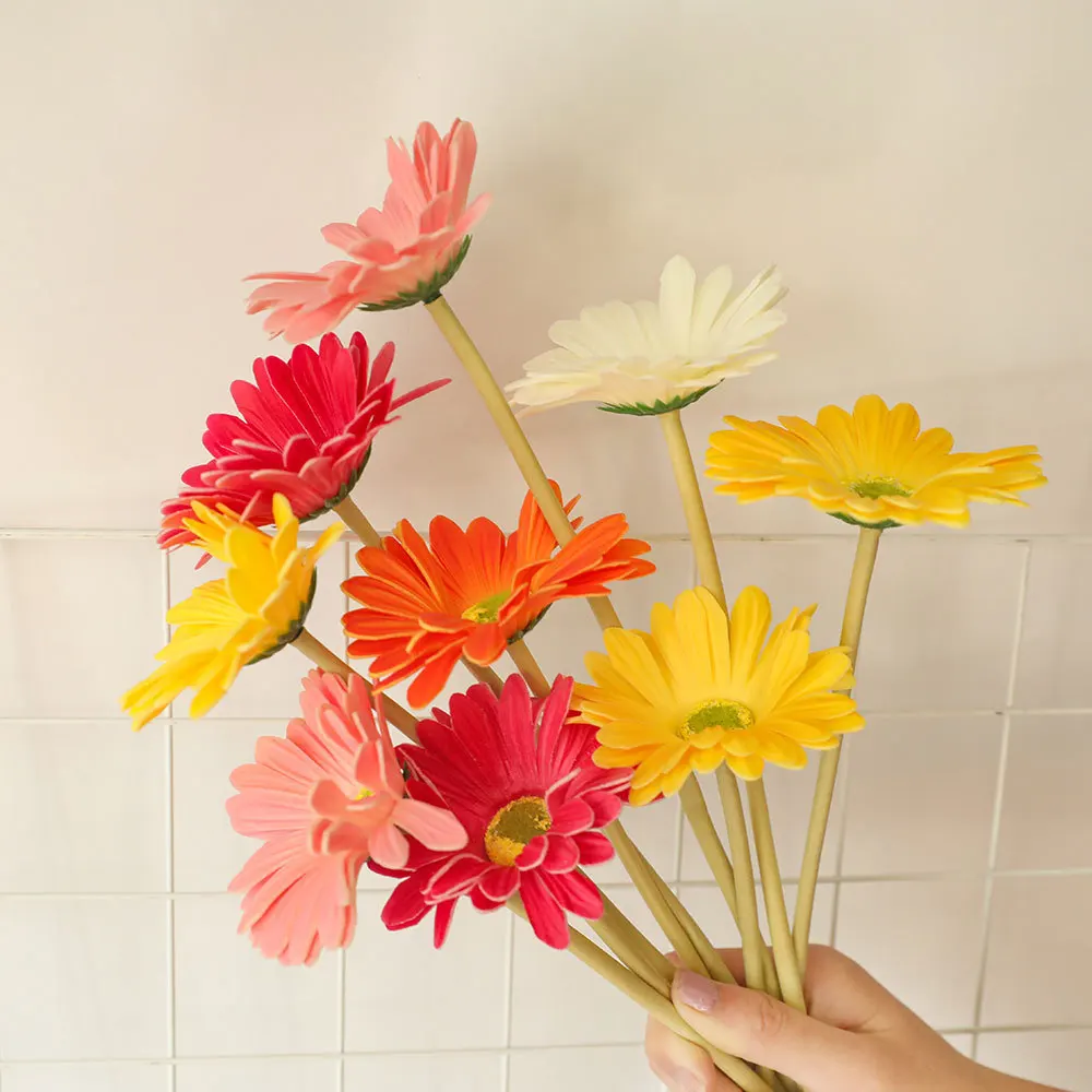 38.5cm PU sztuczne Gerbera sztuczne kwiaty ślubne INS stylowe dekoracje do domu sztuczne kwiaty dekoracje ślubne