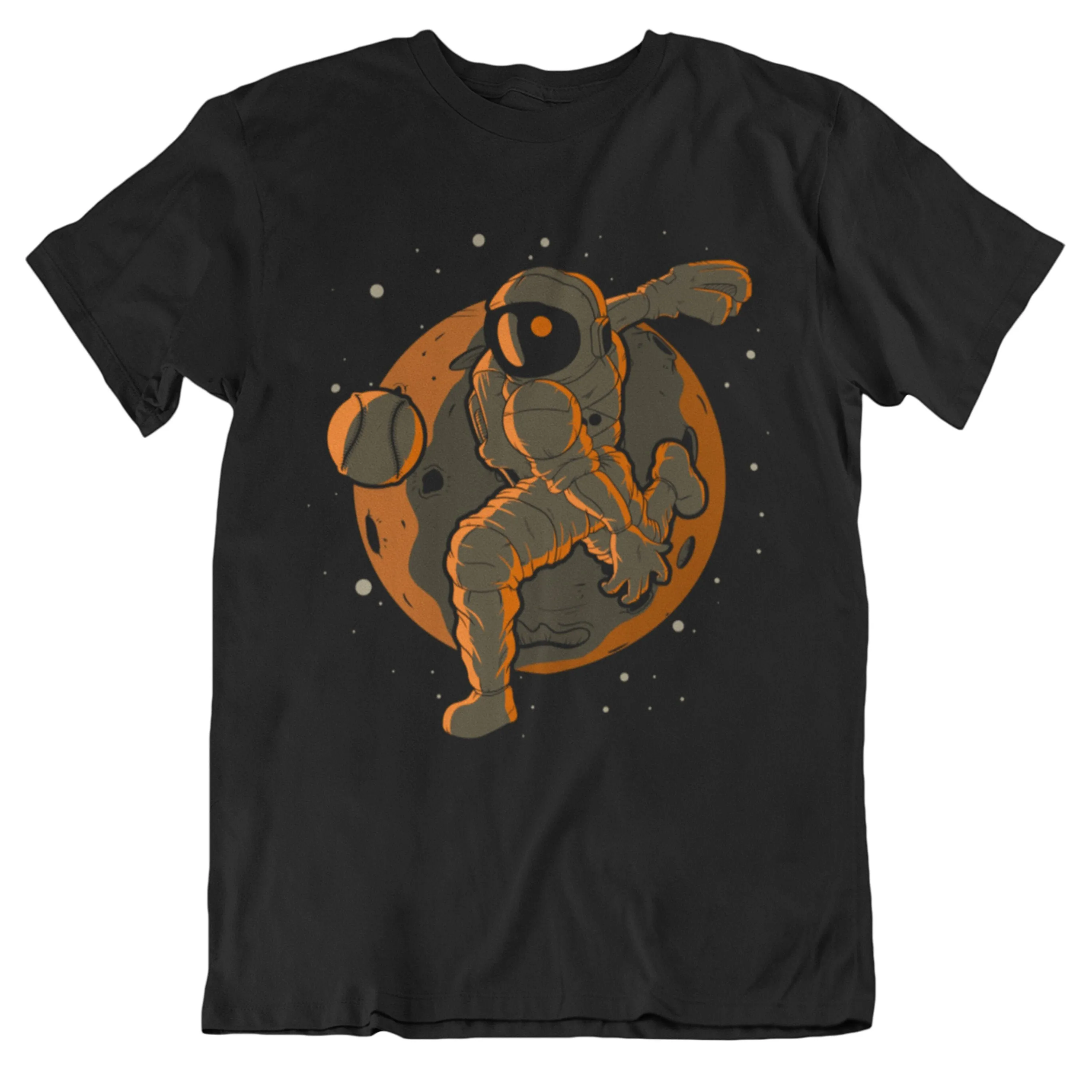 Men'S Baseball T Shirt Pitcher Astronaut Outer Space Spaceman