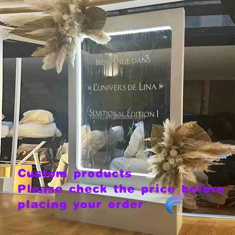 custom.Floor Standing Wedding Signage Stainless Steel Waterfall Cascade Glass Waterfall Fountain Wedding Decoration