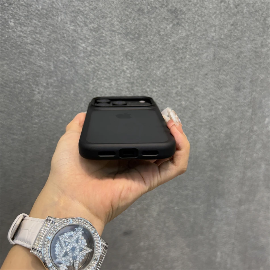 حافظة برتقالية بزر تحكم الكاميرا لهاتف آيفون اير 17 برو ماكس 17 برو رفيعة غير لامعة شفافة إطار مقاوم للصدمات غطاء مدرع Fundas