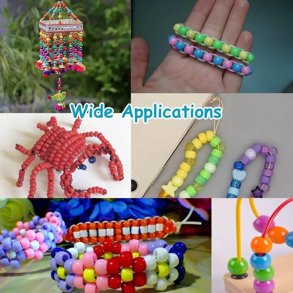 100Pcs Plastic Mixed Large Hole Pony Beads For DIY Bracelets Necklaces Anklets Earrings Hair Beads Jewelry Making Accessories