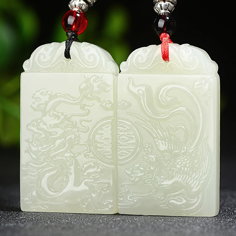 White love token Hetian jade white jade pendant couple