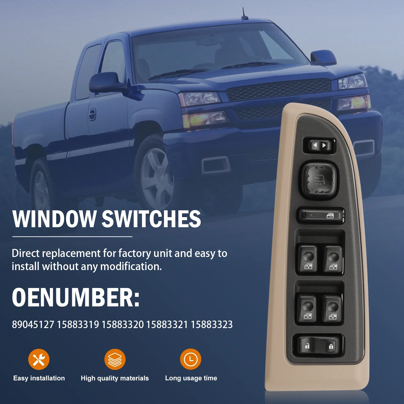 

15883319 Главный переключатель окна и коричневая рамка 89045127 для Chevrolet Silverado, GMC Sierra, Suburban, Tahoe, Yukon 15883320 2003-2006 гг.