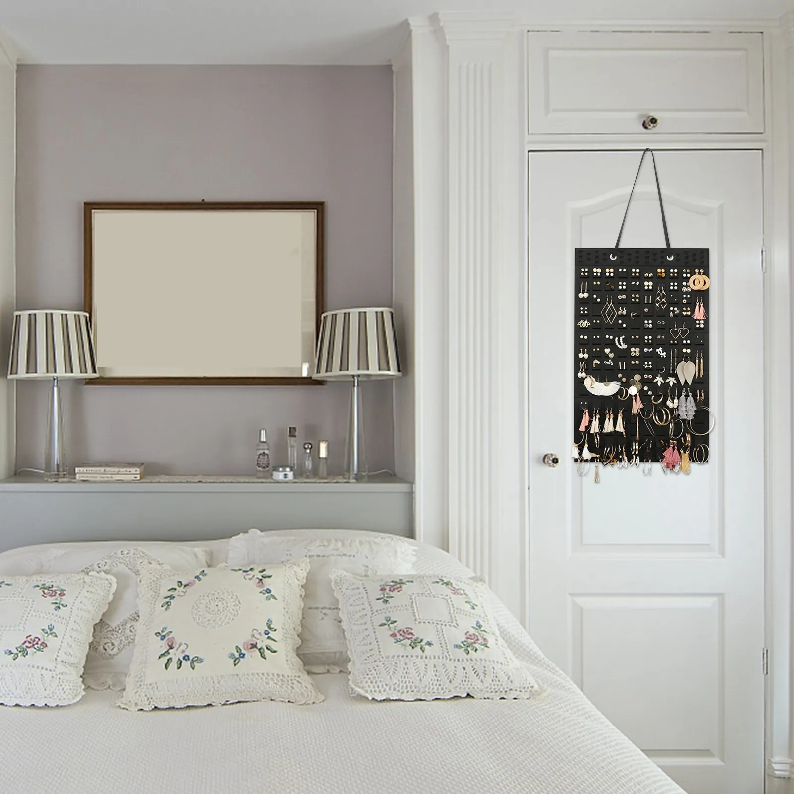 

Hanging Jewelry Organizer Felt Wall Earring Holder Necklace Display Organizer for Jewelry Storage Hanging Earring Holder