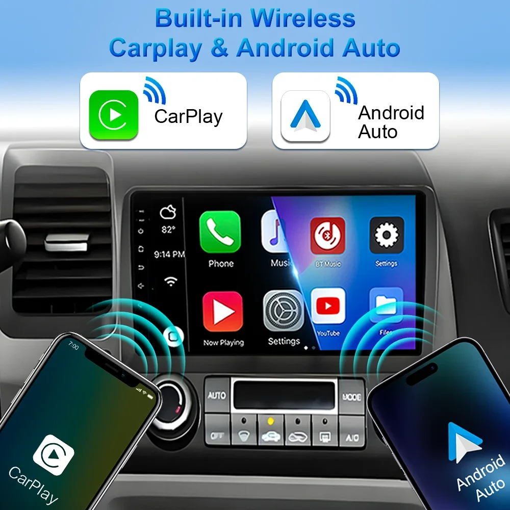 Android 16 For Honda Civic 8th 8gen 2005 2006 2007 2008 2009 2010 2011 Auto Radio Stereo GPS Navigation Multimidia Player Screen