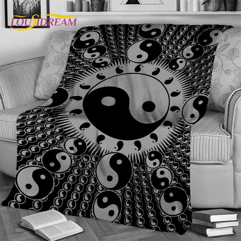 Customize Chinese Bagua Yin Yang 3D Tai Chi  Blanket,Soft Throw Blanket for Home Bedroom Bed Sofa Picnic Travel Office Cover Bla