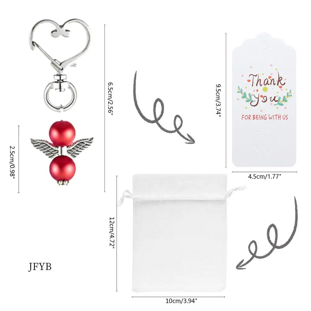 

JY-20PCS Baby Shower Favors Angel Keychains Favor Plus Organza Bags Thank You Card Tags Guest Favors Gift, Bridal Shower