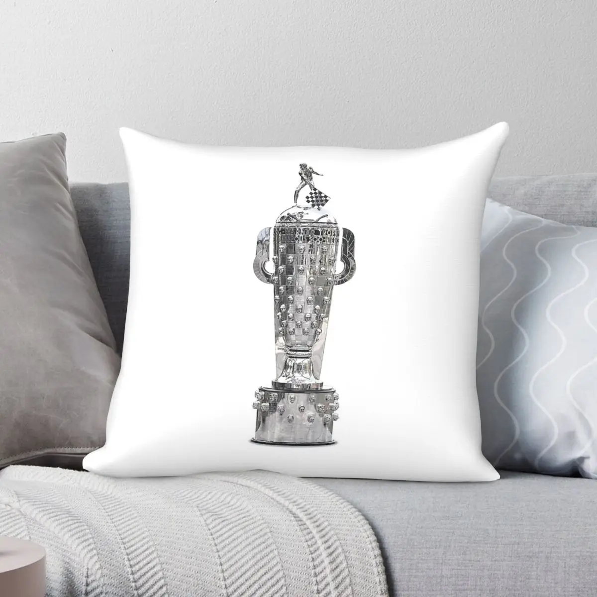Indianapolis 500 Borg-Warner Trophy Square Pillowcase Polyester Linen Velvet Pattern Zip Decorative Car Cushion Cover