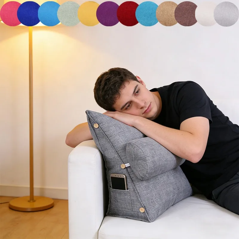 

Spring Faux Linen Triangle Backrest Memory Foam Wedge Pillow Soft Breathable Lumbar Support Cushion for Office Chair Sofa Floor