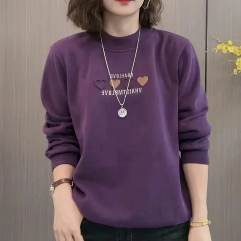 Felpa ispessita da donna in stile autunno e inverno più velluto per tenere al caldo e alla moda Top ampio casual versatile