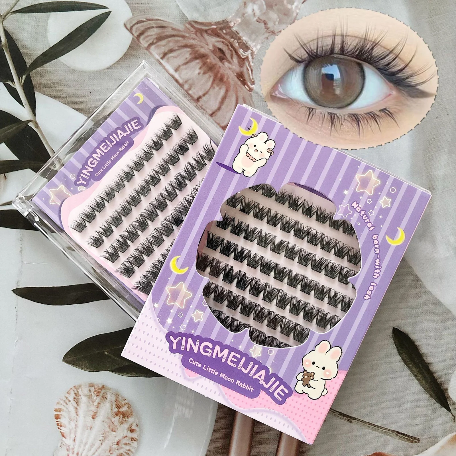 接着剤不要のつけまつげ ソフトで自然なまつげエクステ ヨーロッパ風ふわふわセグメントクラスターラッシュ DIYアイメイク デイリーパーティー 結婚式