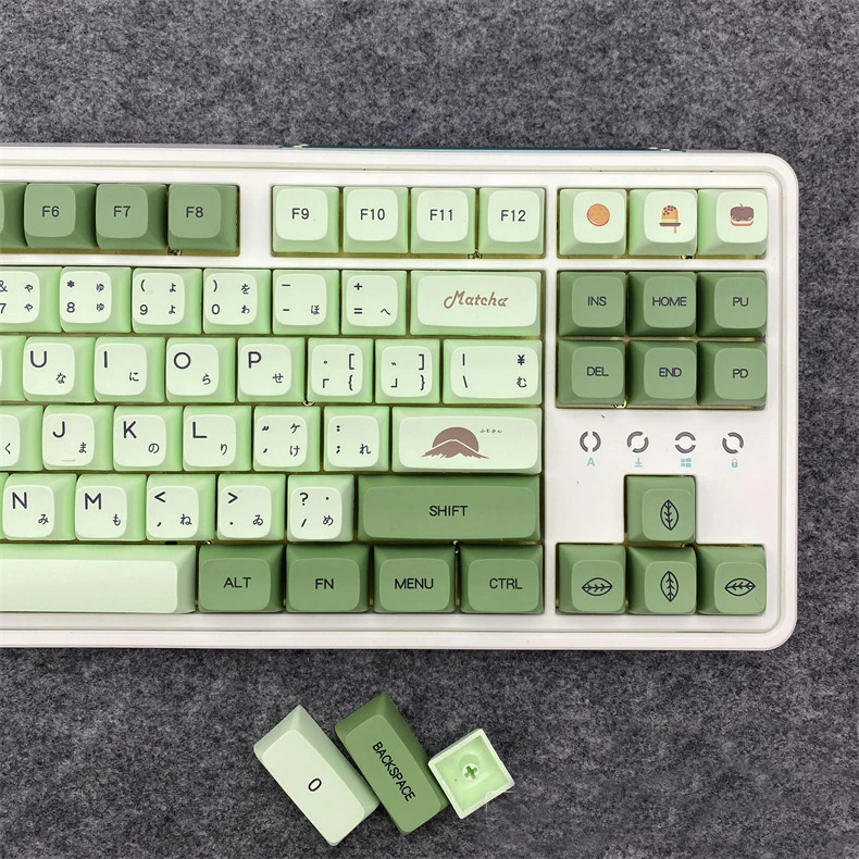 124 مفتاحًا أغطية مفاتيح ماتشا خضراء XDA Profile PBT Keycap للوحة المفاتيح الميكانيكية MX Switch الإنجليزية اليابانية غطاء مفتاح شخصي DIY