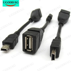 Kabel USB żeński na Mini USB B męski prosty prawy Adapter łokcia 5P kabel danych portu OTG V3 do samochodowego tabletu Audio do MP3 MP4