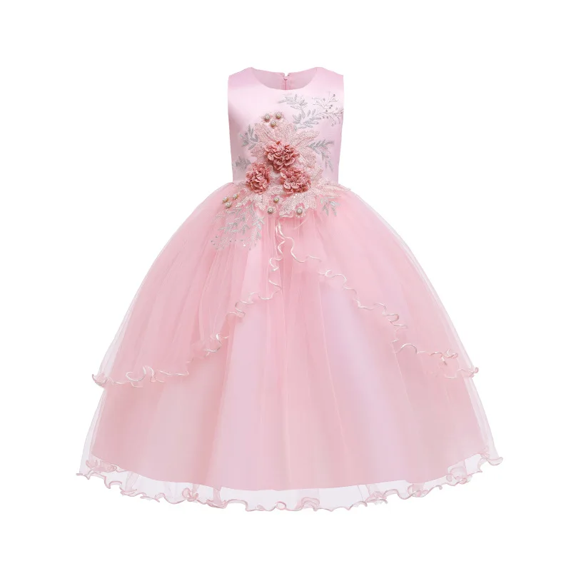 5-16 Years Girls Dresses A-line Flower Lace Kids Gown Bow Vestidos Wedding Party 4 6 8 10 12 14 Years Kids Clothes OGF224443