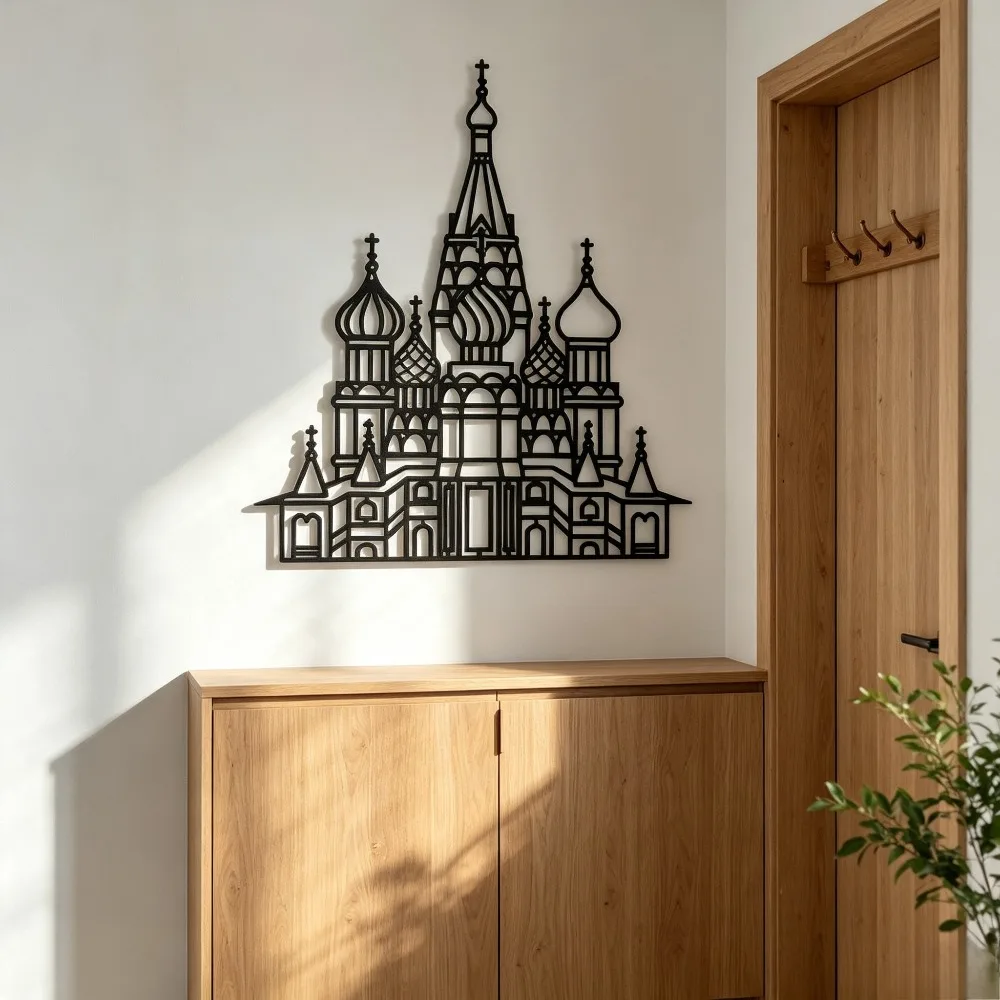 CIFBUY Metal Wall Art St Basil Cathedral Sign Iron Craft Sculpture Indoor Outdoor Moscow Church Plaque
