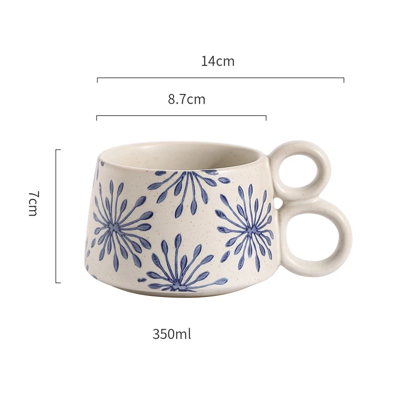 Handmade Retro Ceramic Coffee Cup Rough Pottery Tea Cups Japanese Latte Pull Flower Porcelain Household New Pottery Mug Gift