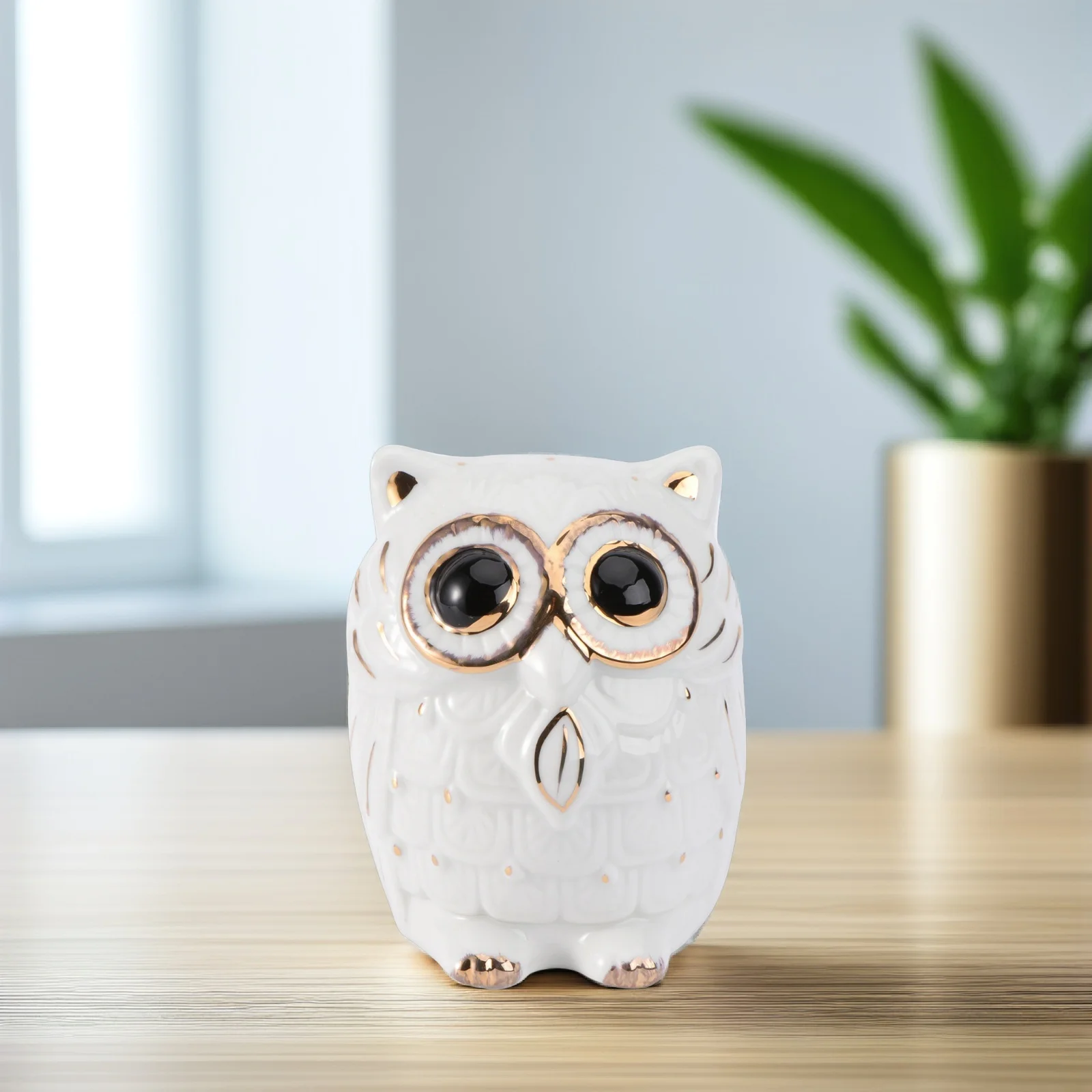 かわいいフクロウの形をしたセラミック貯金箱、子供向け、使いやすいコインバンク、健康的な貯蓄習慣を促進、家の装飾的なお金入れ