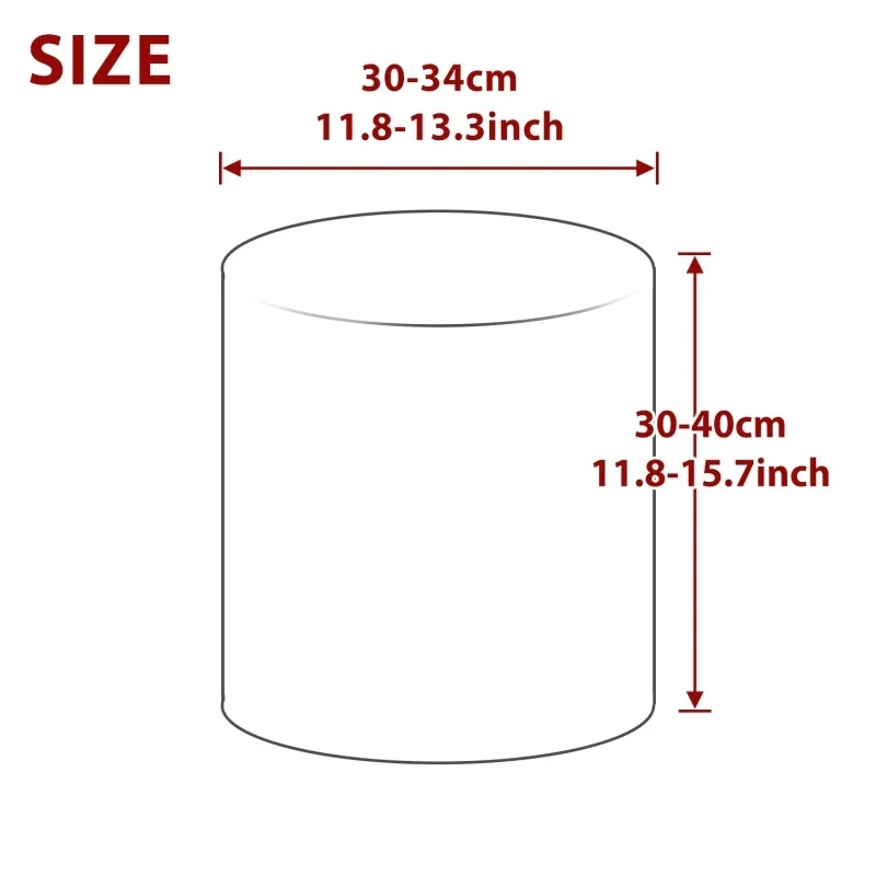 Stretch Leaf Jacquard Round Ottoman Slipcover Durable Footstool Cover Non-Slip Washable Round Pouf Protector for Living Room