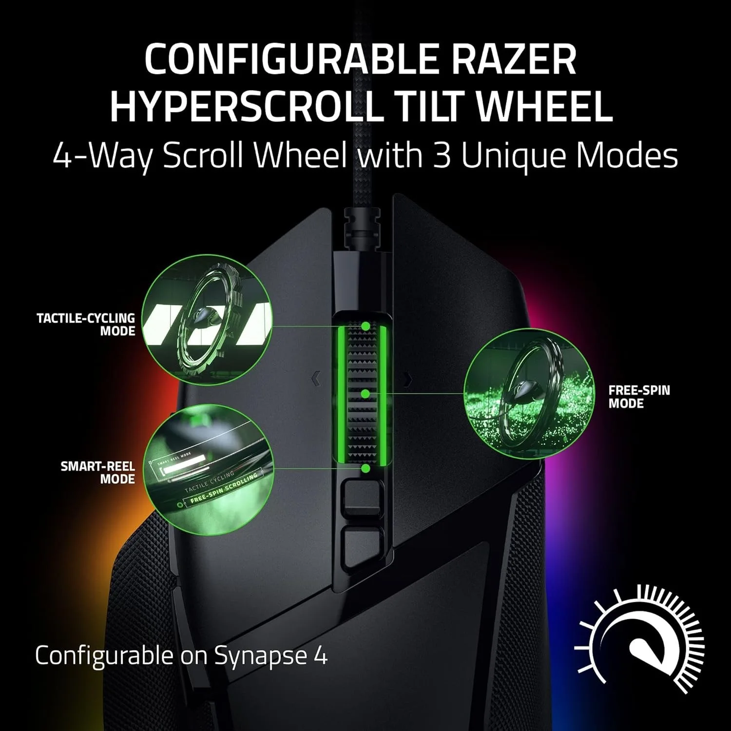 ماوس ألعاب RGB الأصلي Razer Basilisk V3 35K مريح قابل للتخصيص بالكامل - 13 تحكمًا قابل للتخصيص - عجلة إمالة HyperScroll