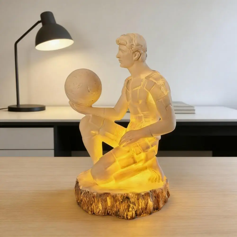 Thinker Figurine with Night Light Resin Thinker Figurine Tabletop Thinker Ornament Night Light Thinking Man Sculpture