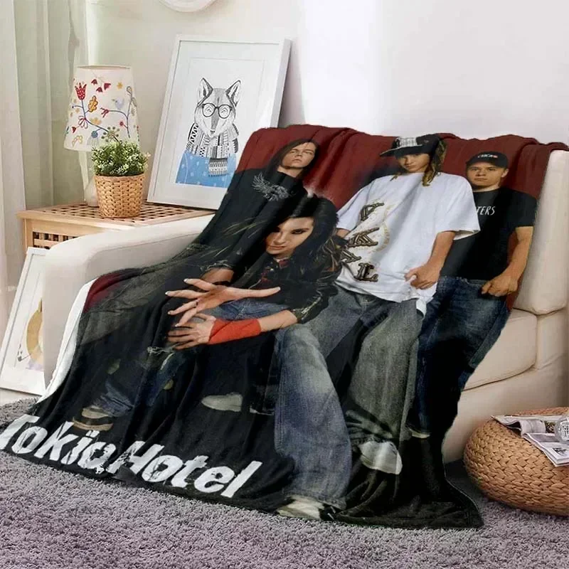 

Tokio Hotel Band Retro Printed Blanket Warm Blanket Flannel Soft Comfort Blanket Home Travel Bedding Sofa Supplies Birthday Gift