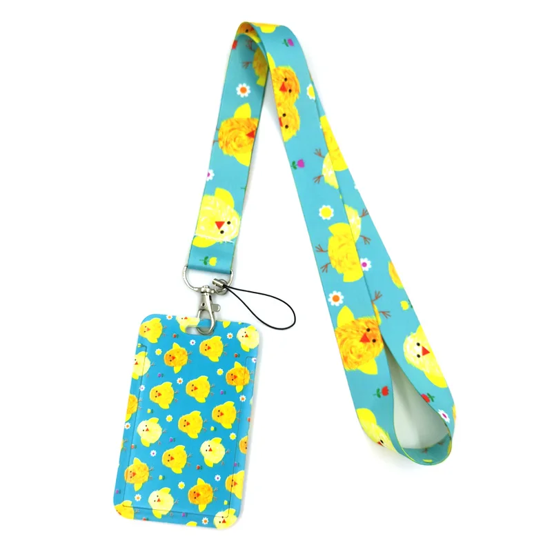 Yellow Chicken Duck Key lanyard Car KeyChain ID Card Pass Gym Mobile Phone Badge Kids Key Ring Holder Jewelry Decorations