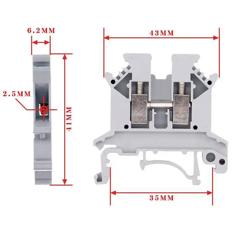 10 Stück UK2.5B Schienenmontierter Klemmenblock UK-5N 3N 6N 10N Spannungsstreifen Schnellverbindung 2,5 mm² – Detail 3