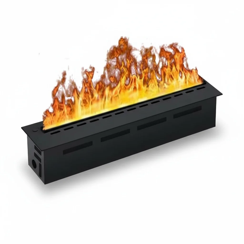 LED 3D Atomization Fireplace, Stainless Steel, Stone, Water Vapor Fireplace, Simulation Flame, Electric Indoor Fireplace