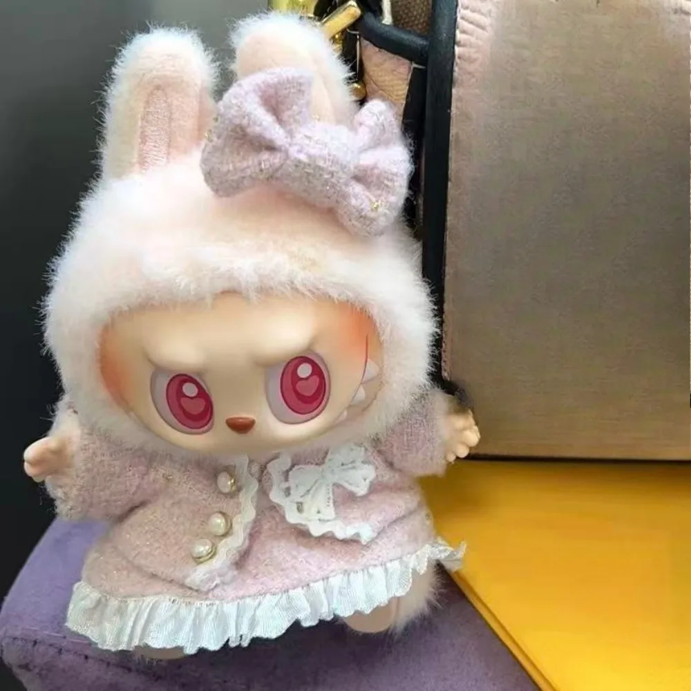 인형 옷 액세서리 라부부 옷 디자이너 흑백 체크무늬 드레스 세트 DIY 미니 인형 의류 소녀 선물