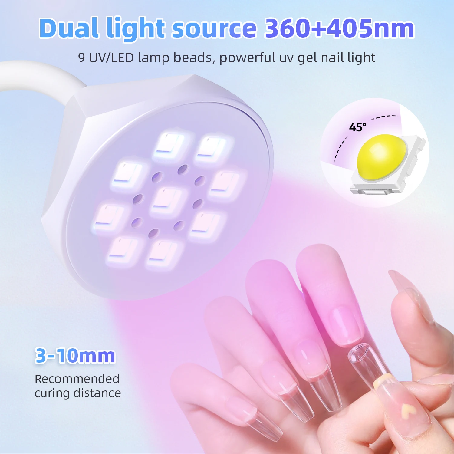 Draagbare UV LED-nagellamp voor snelle gelnagellak met verstelbare hoek Ontwerp nagellicht voor thuis manicure salon doe-het-zelf gebruik