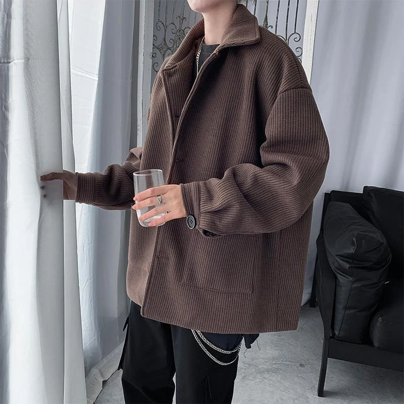 

Men's 2025 Autumn Winter Thick Corduroy Jacket Loose Fit Japanese Style Casual Coat Korean Hong Kong Trendy Fashion Outerwear