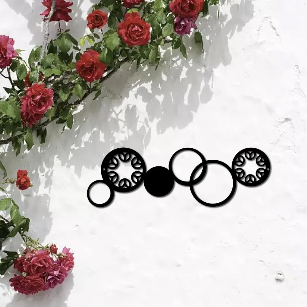 CIFBUY Iron Wall Art Set Black Metal Circle Decor Minimalist Outline Hanging Ornament For Modern Farmhouse Home Office Garden