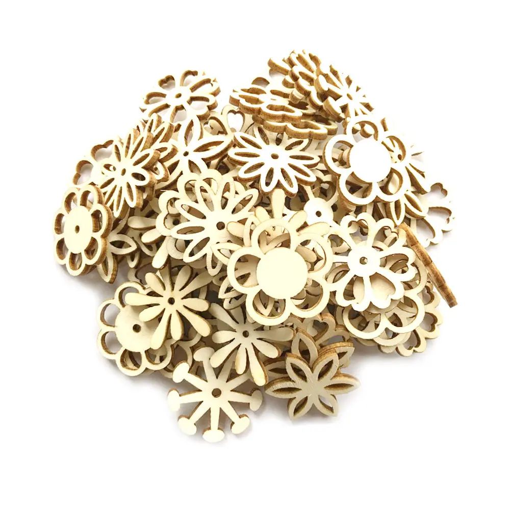 

150 шт. деревянных заготовок для поделок в форме цветов, натуральное экологичное дерево, элементы для декора своими руками, для праздников, вечеринок, свадеб, дней рождения