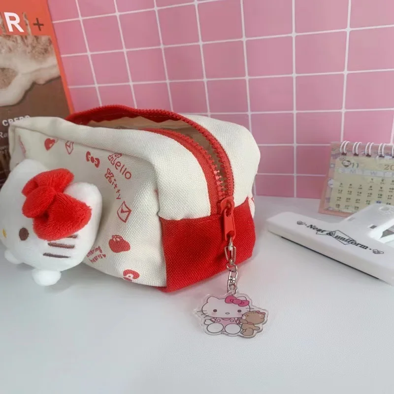 Cute Hello Kitty, good-looking, large-capacity, student stationery bag, portable storage bag, cosmetic bag, toiletry bag, Kawaii