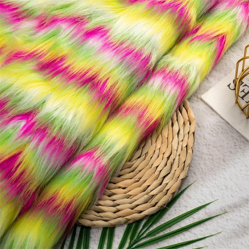 Rainbow Imitation Fox Plush Fabric for Clothing Fur Collar Handmade DIY Scarf Decoration Carpet Accessories Mat Diy Sewing Cloth - view 4