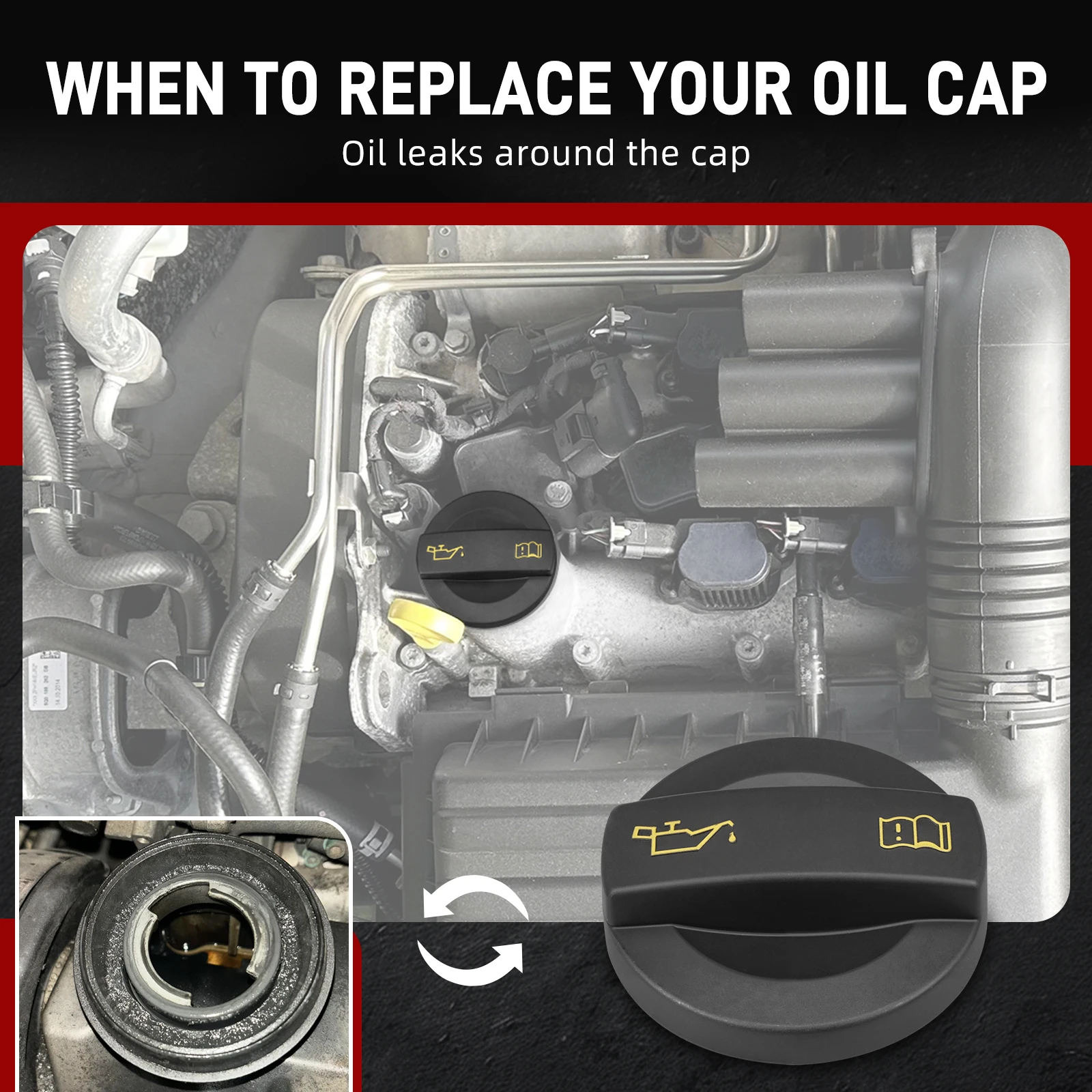 BEVINSEE غطاء فتحة تعبئة زيت المحرك البنزين لشركة فولكس فاجن للجولف 7/8/5/6 لتيجوان II ل باسات B8 ، لمحركات أودي A3 8 فولت A1 RS3 ، EA211