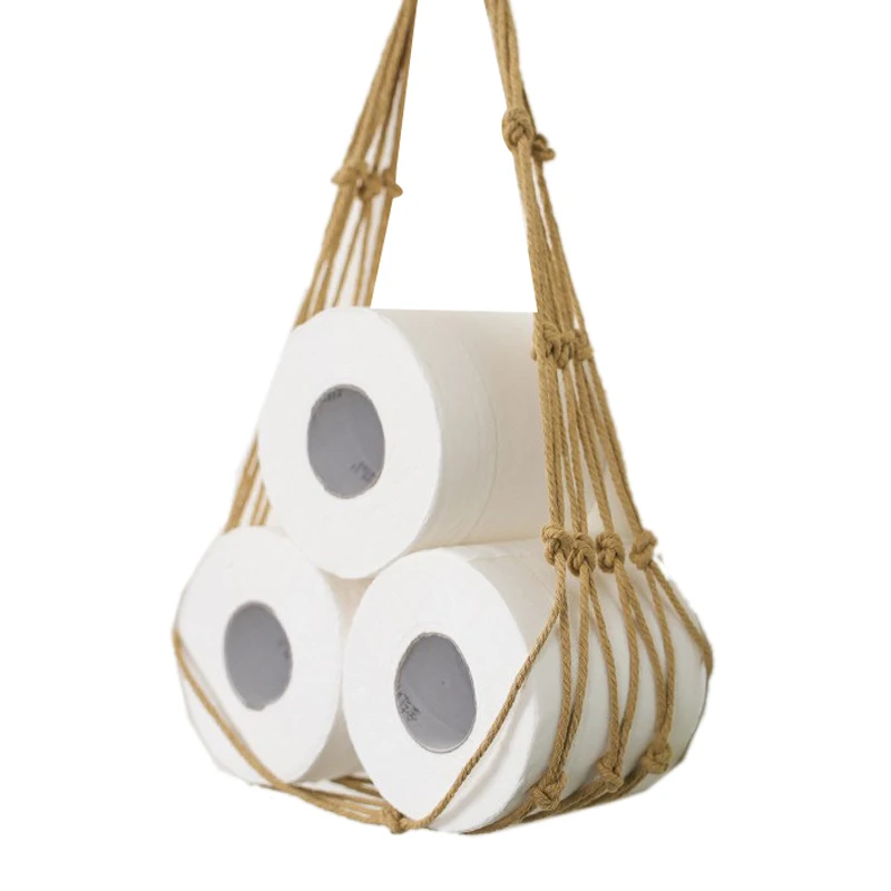 Nordic Hanging Cotton Rope Holder For Toilet Paper Magazine Books Holder Home Hotel Storage Hanging Pocket Rack