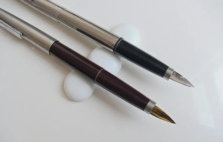 Accidnetal-Stylo plume classique en acier 443 doré, original